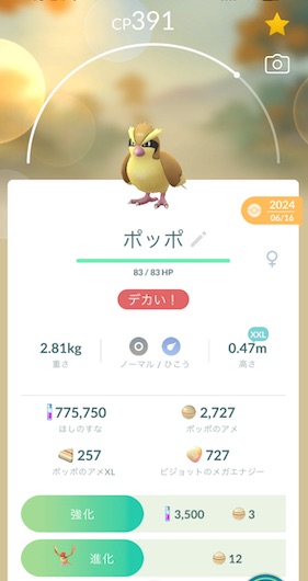 ポケモンを１匹進化させる