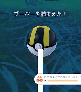 ほのおタイプのポケモンを７匹捕まえる